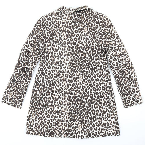 H&M Womens Brown Animal Print  Jacket Blazer Size 8