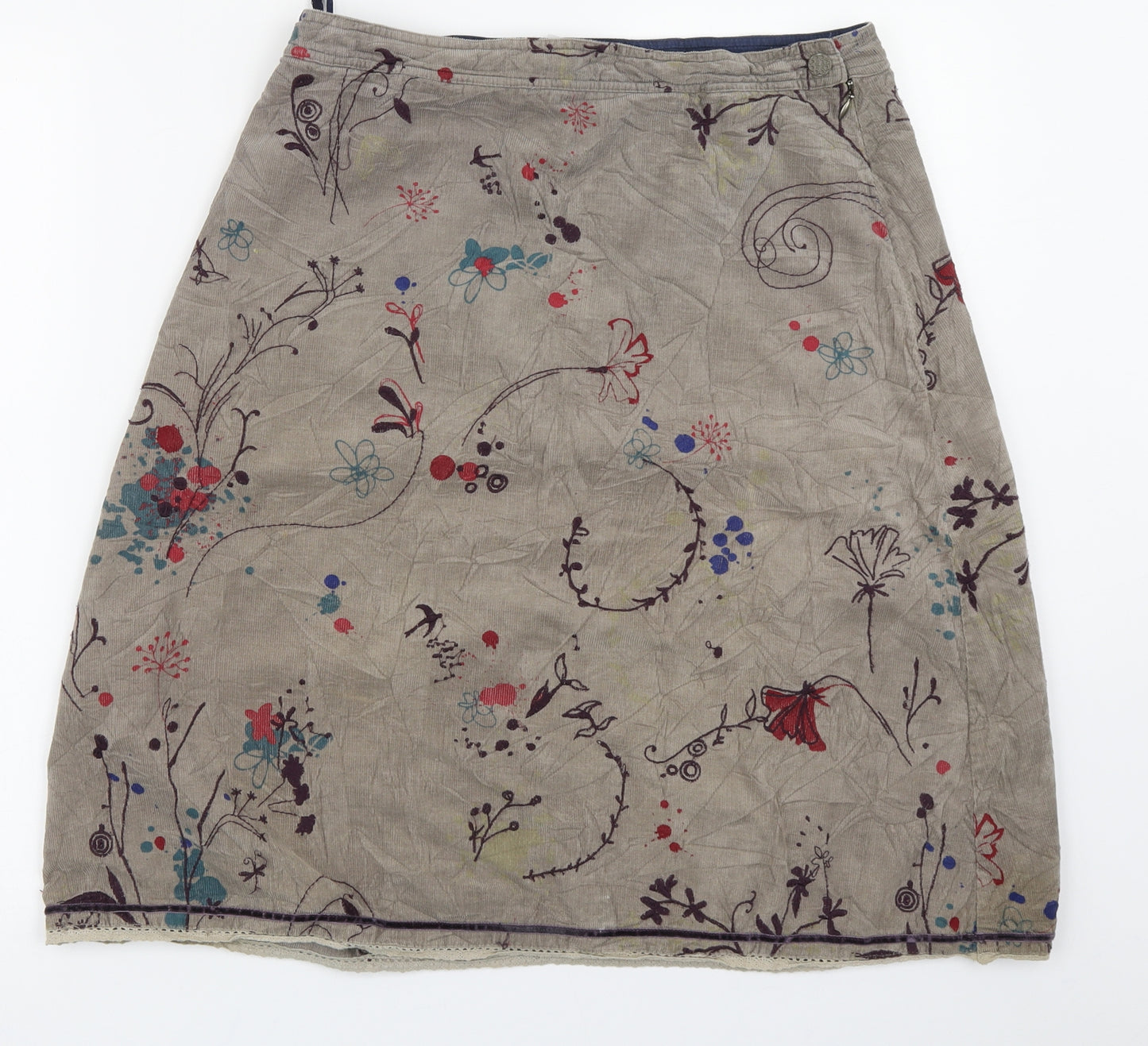 White Stuff Womens Brown  Corduroy A-Line Skirt Size 10