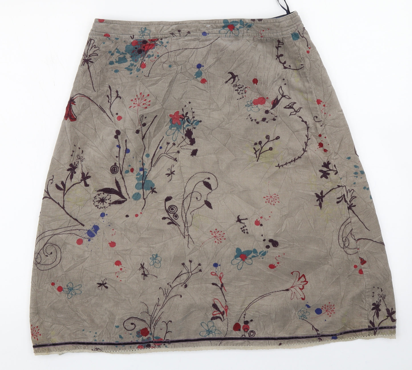White Stuff Womens Brown  Corduroy A-Line Skirt Size 10