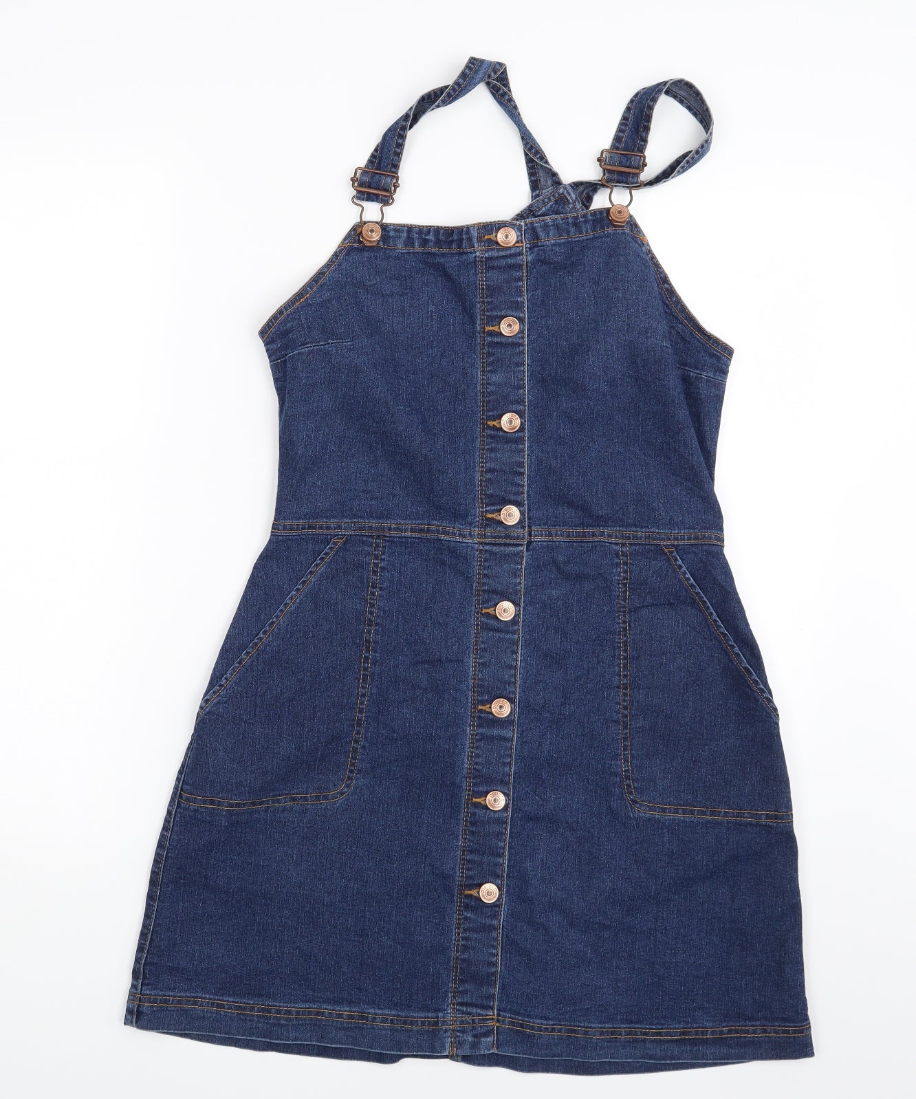 Divided Womens Blue   Pinafore/Dungaree Dress  Size 14