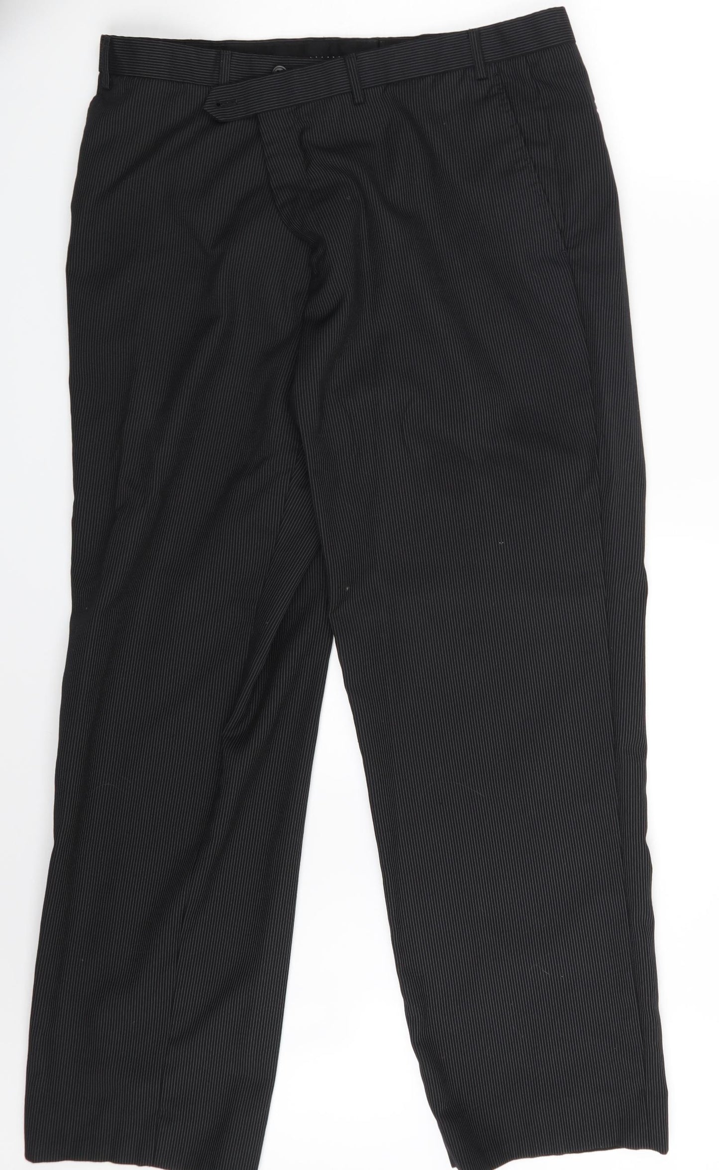 Savoy Taylors Guild  Mens Black Striped  Trousers  One Size L30 in