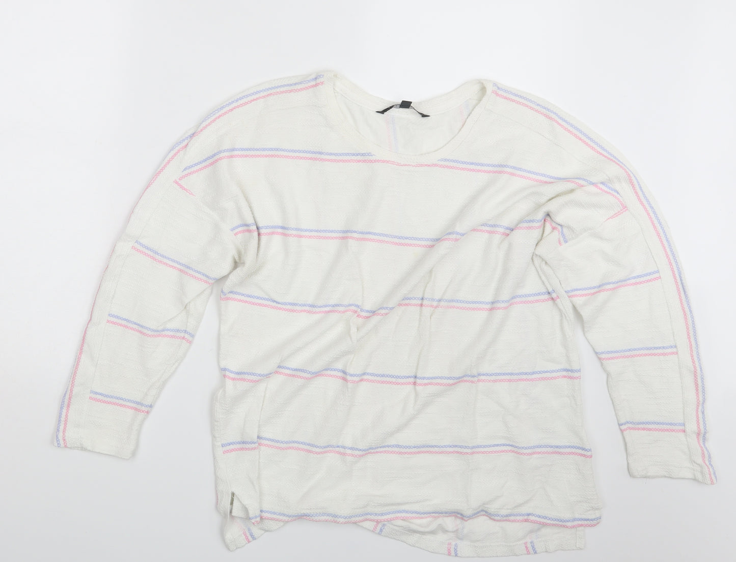 Love Leisure  Womens White Striped  Pullover Jumper Size 14