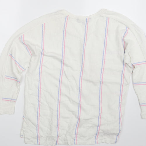 Love Leisure  Womens White Striped  Pullover Jumper Size 14
