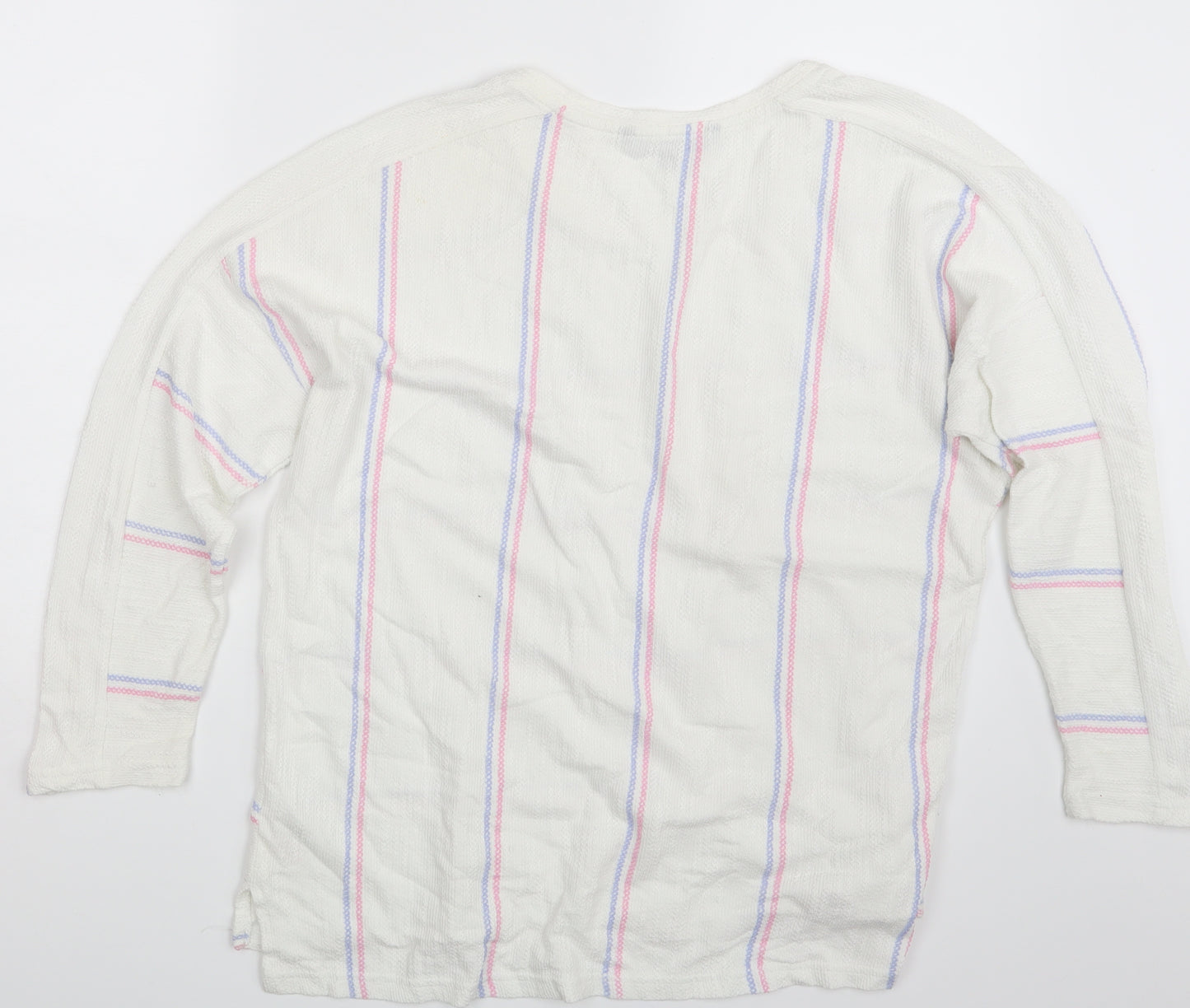 Love Leisure  Womens White Striped  Pullover Jumper Size 14