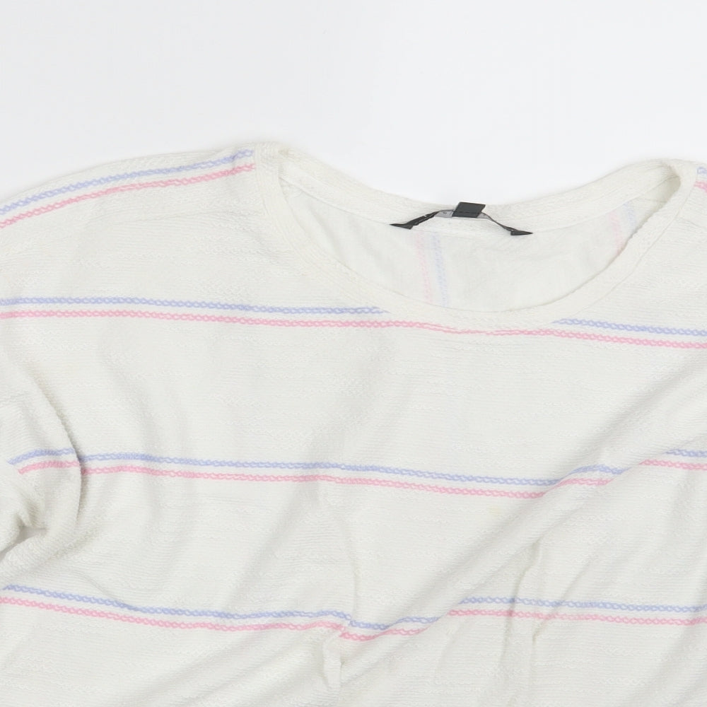 Love Leisure  Womens White Striped  Pullover Jumper Size 14