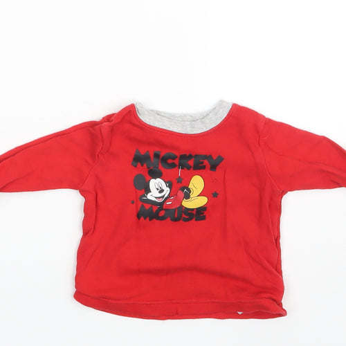 Mickey Mouse Boys Red   Basic T-Shirt Size 3-6 Months