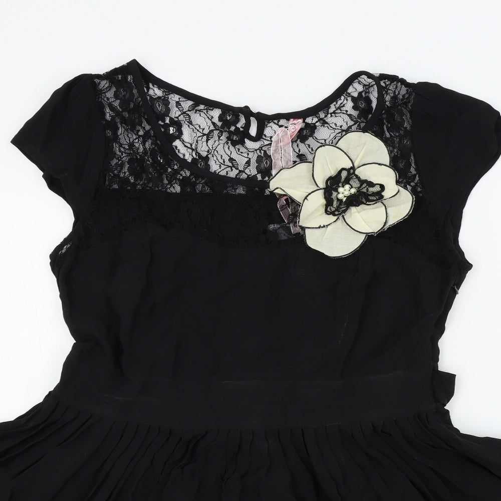 Miso Womens Black Colourblock  Fit & Flare  Size 14