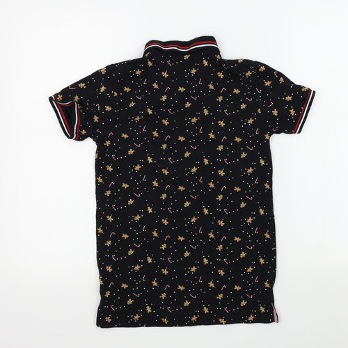 Preworn Boys Black Geometric  Basic Polo Size 11 Years  - christmas jumper