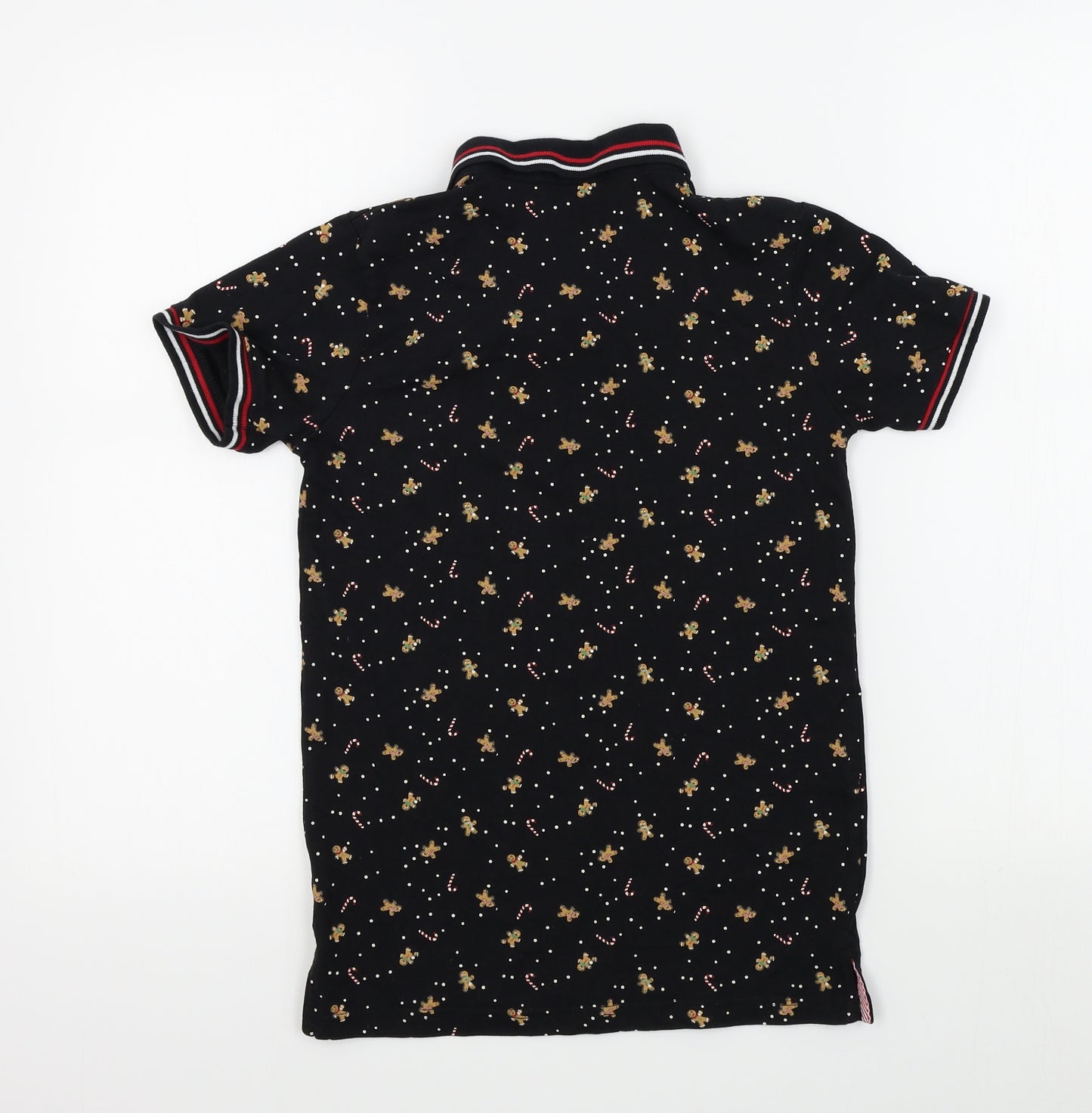 Preworn Boys Black Geometric  Basic Polo Size 11 Years  - christmas jumper