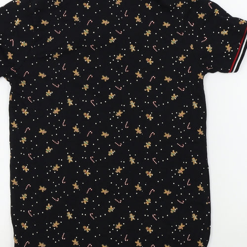 Preworn Boys Black Geometric  Basic Polo Size 11 Years  - christmas jumper