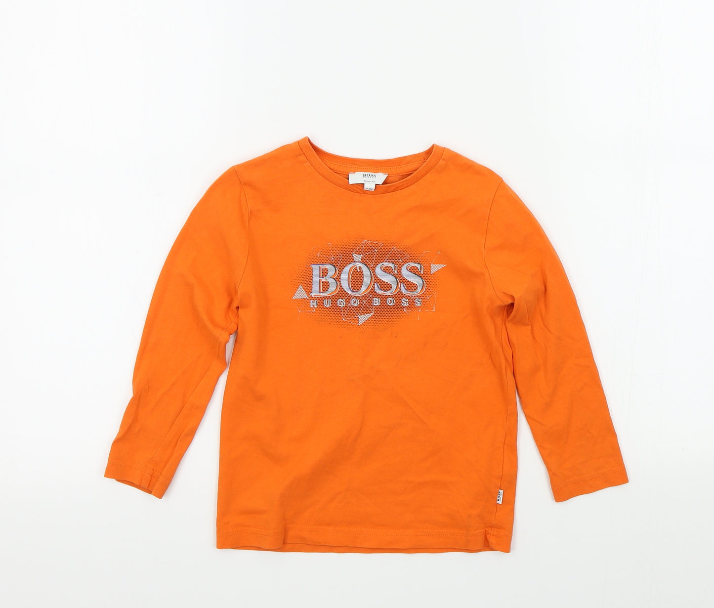 HUGO BOSS Boys Orange Colourblock  Basic T-Shirt Size 4 Years