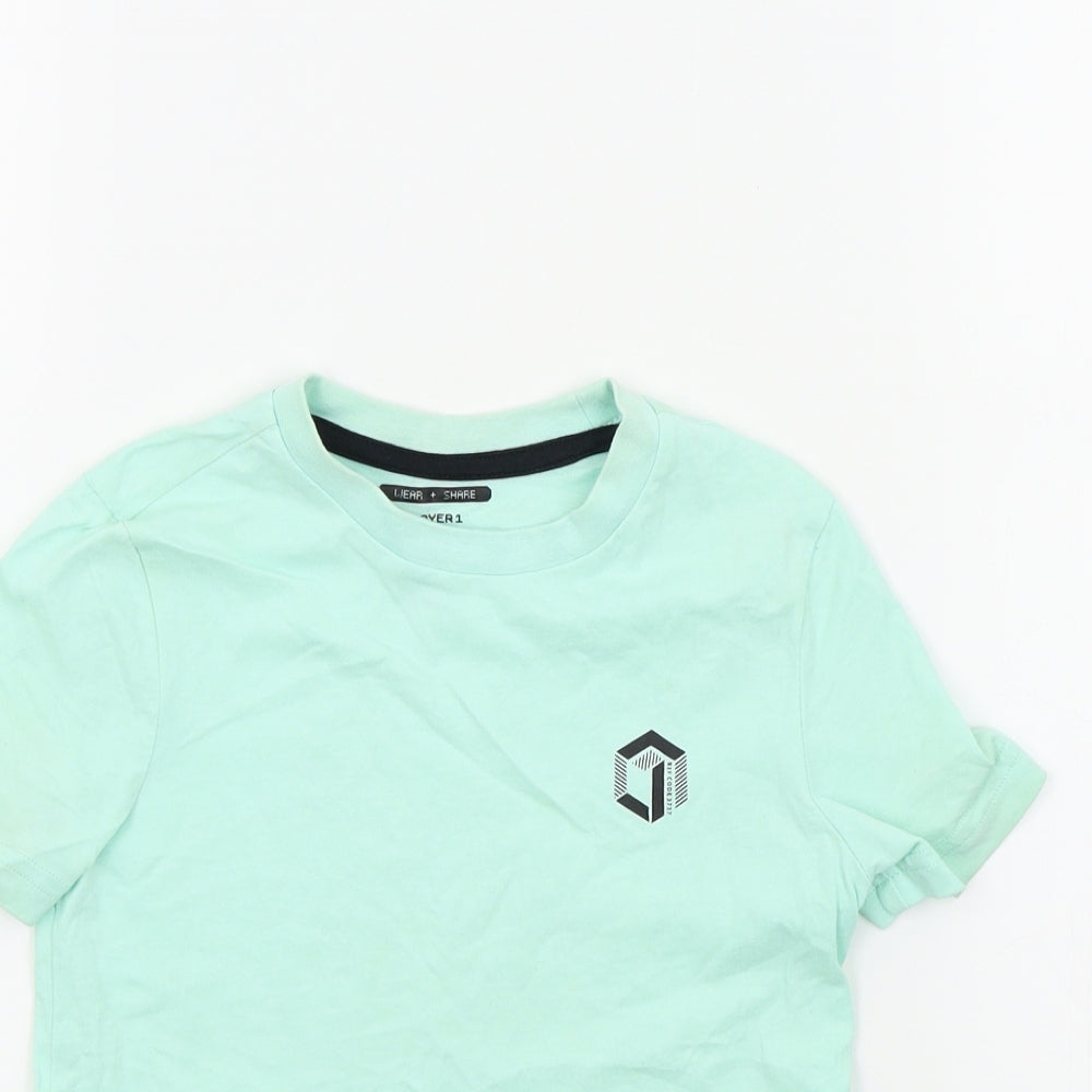 F&F Boys Blue Colourblock  Basic T-Shirt Size 4-5 Years