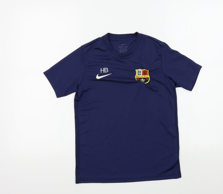 dri-fit Boys Blue Colourblock  Basic T-Shirt Size 9-10 Years
