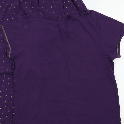 Debenhams Womens Purple Solid  Top Pyjama Set Size 16  - sparkle detail