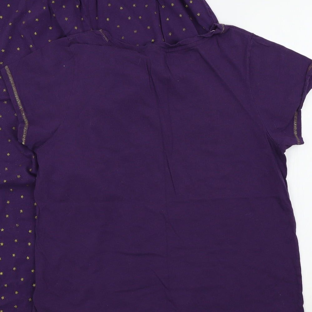 Debenhams Womens Purple Solid  Top Pyjama Set Size 16  - sparkle detail