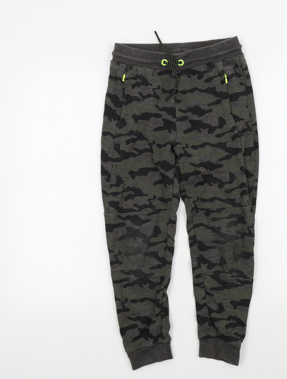 F&F Boys Green Camouflage  Jogger Trousers Size 10-11 Years