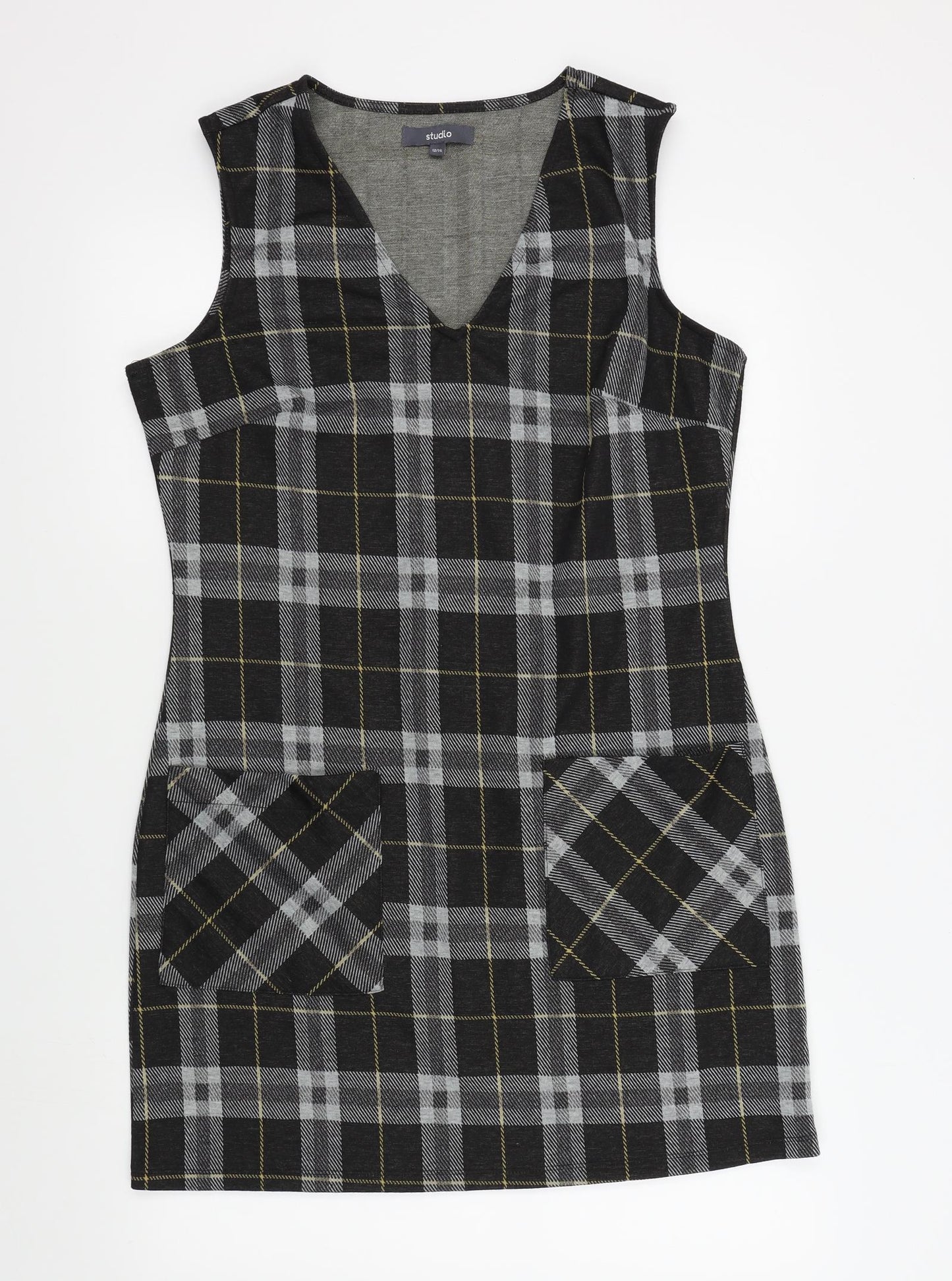 Studio Womens Black Check  A-Line  Size 12