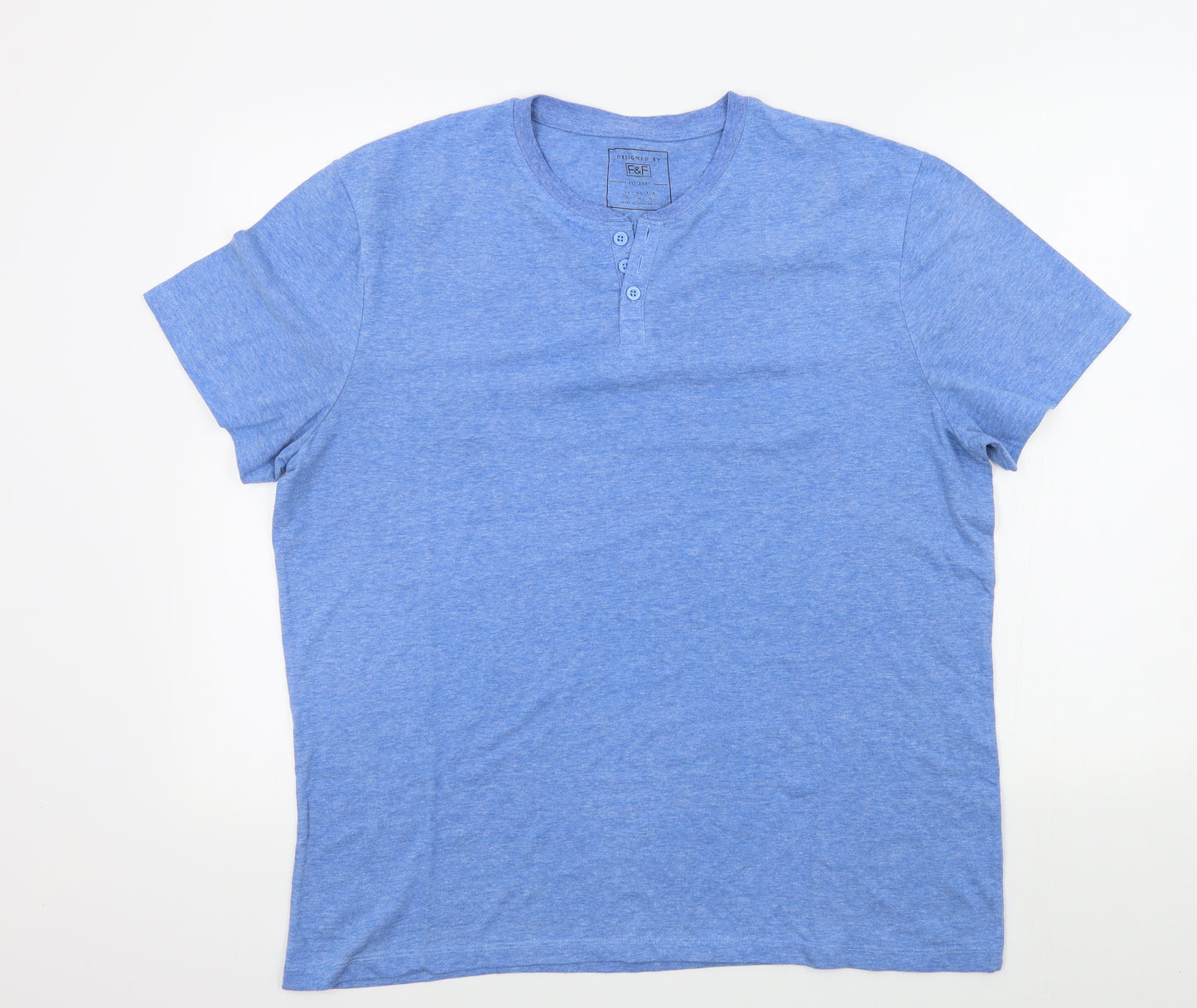 F&F Mens Blue Colourblock   T-Shirt Size XL