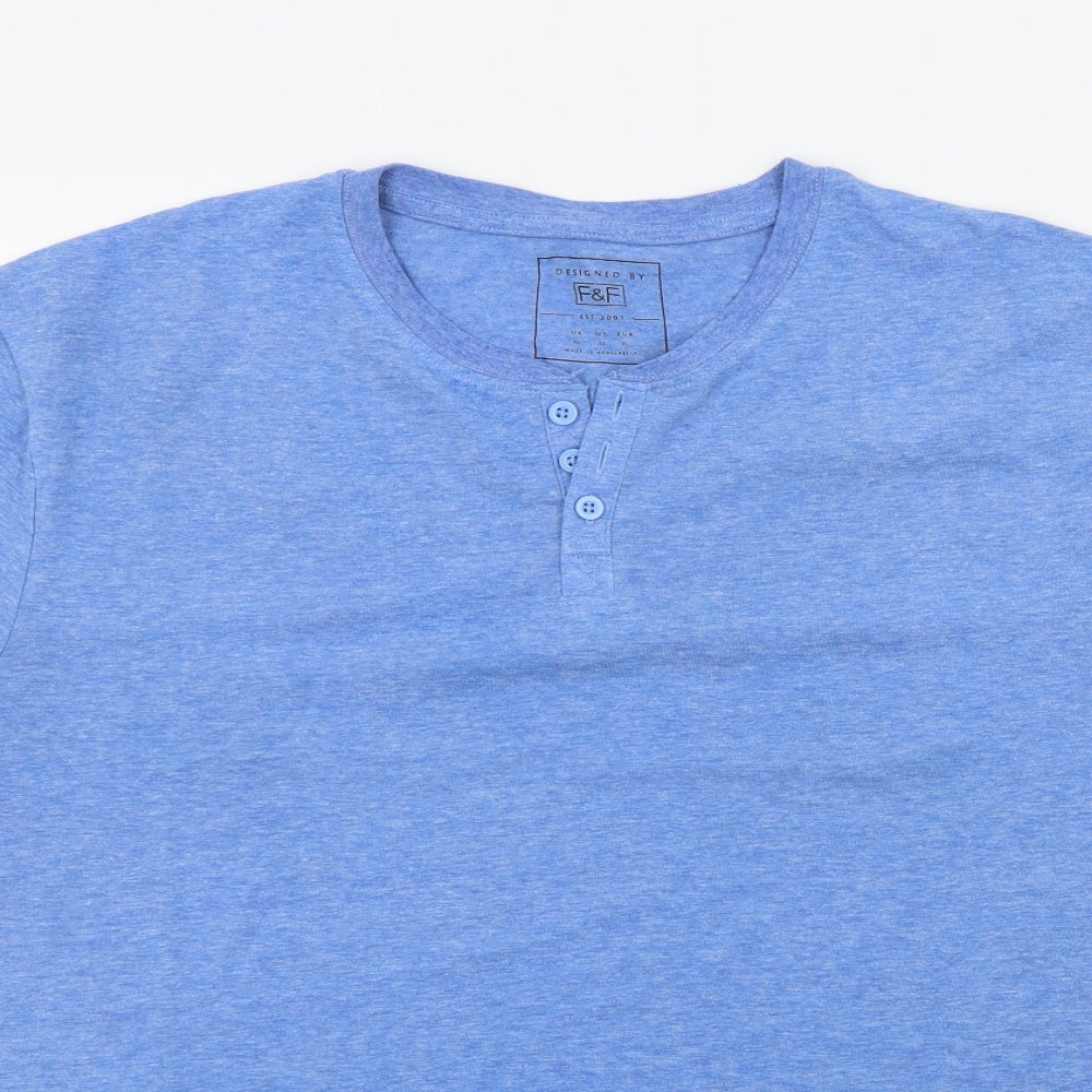 F&F Mens Blue Colourblock   T-Shirt Size XL