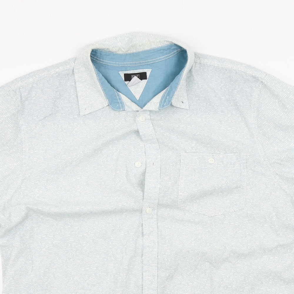 F&F Mens Blue Geometric   Button-Up Size XL