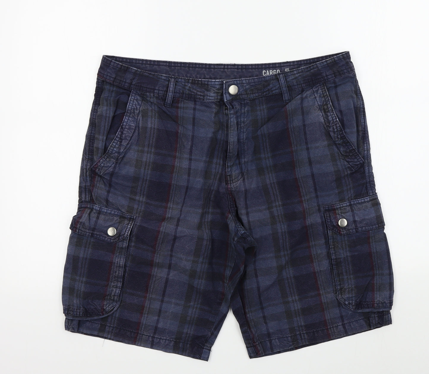 F&F Mens Blue Check  Bermuda Shorts Size 38