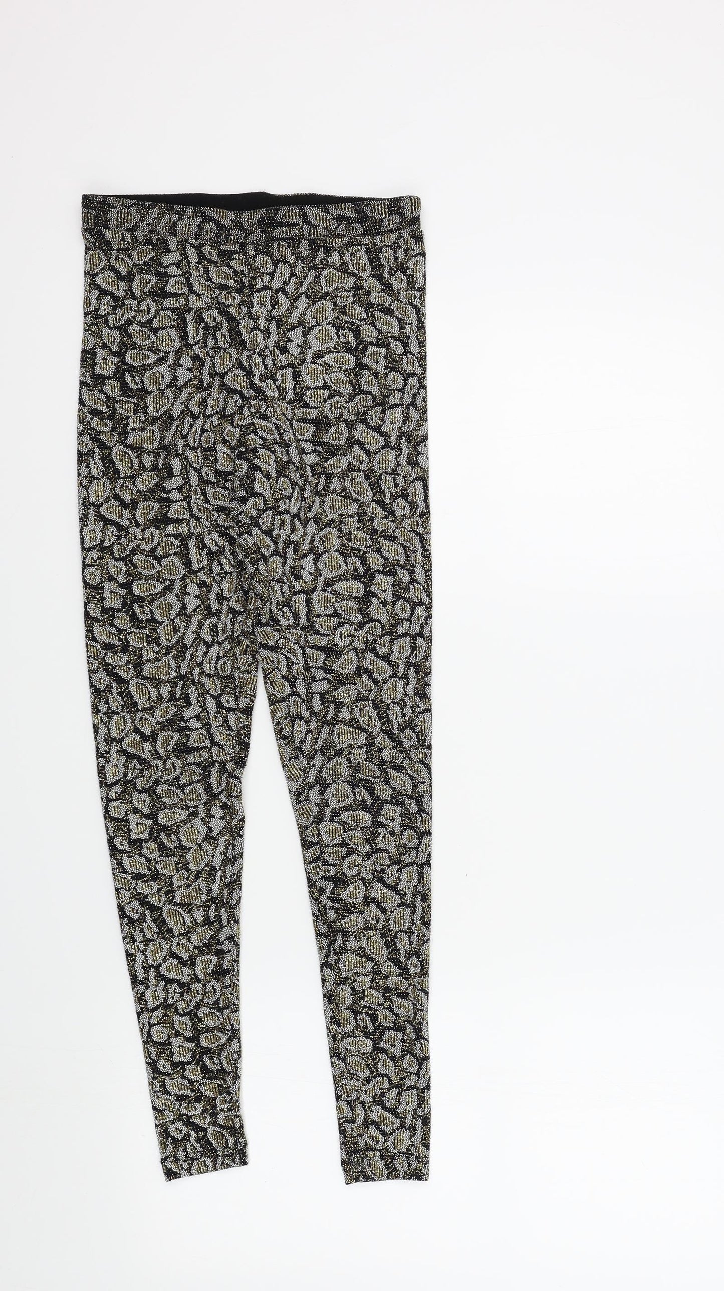Topshop Womens Gold Colourblock  Jegging Leggings Size 8 L25 in - sparkle detail