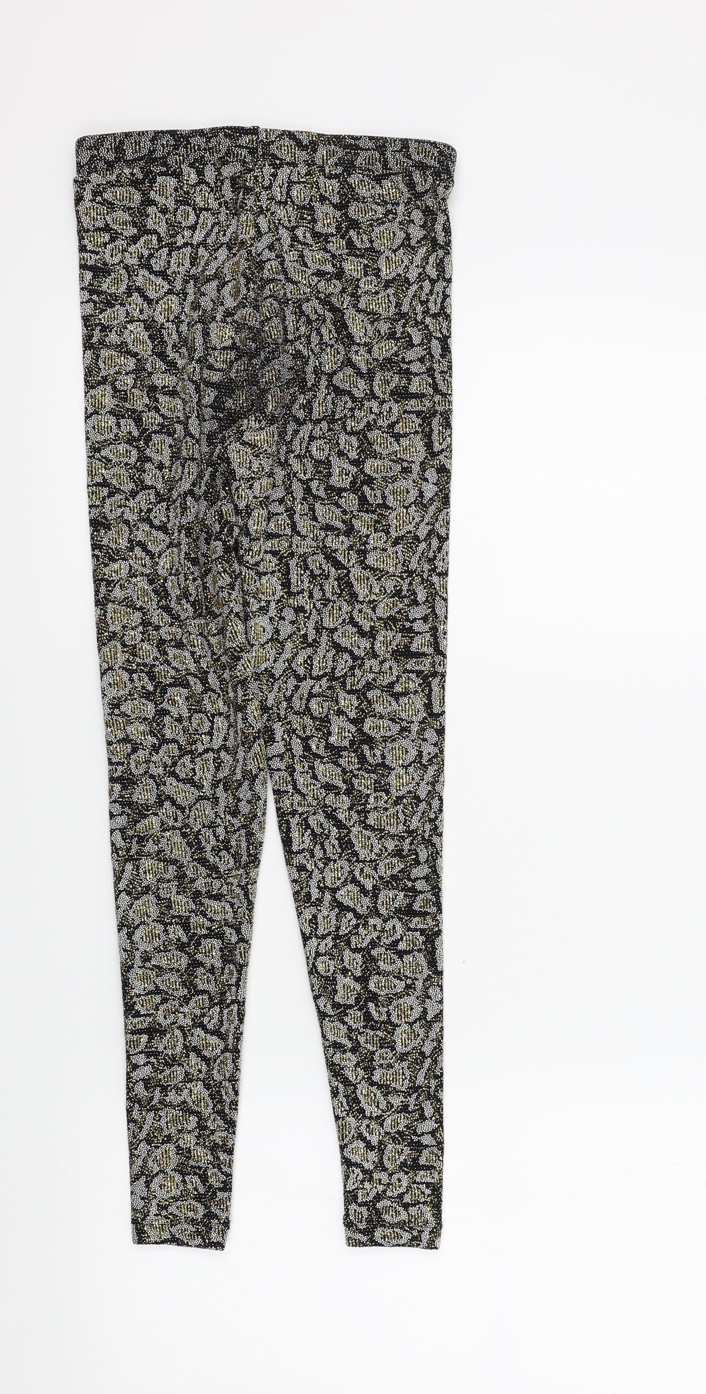 Topshop Womens Gold Colourblock  Jegging Leggings Size 8 L25 in - sparkle detail
