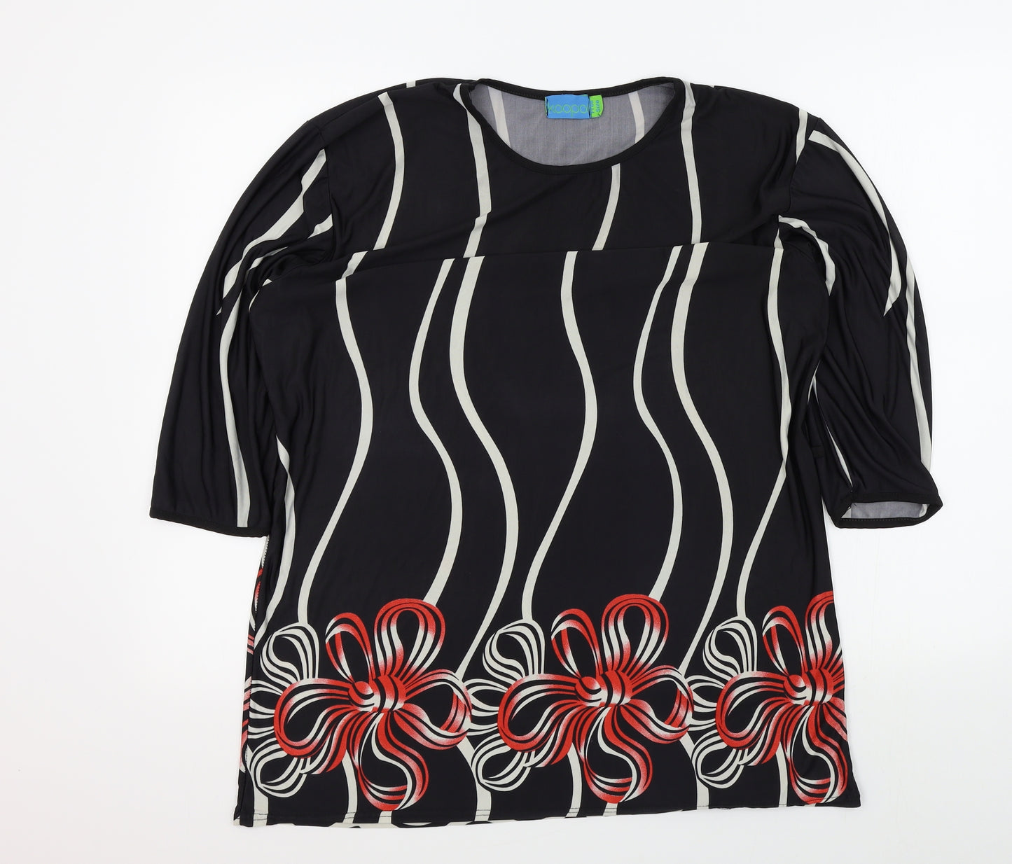 KOOPOL Womens Black Geometric  Basic T-Shirt One Size