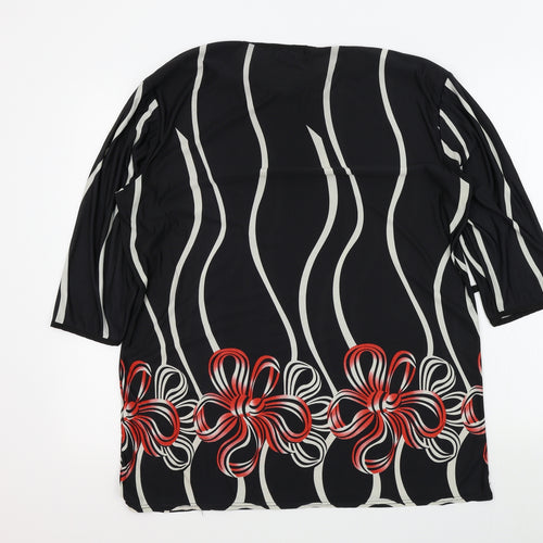 KOOPOL Womens Black Geometric  Basic T-Shirt One Size