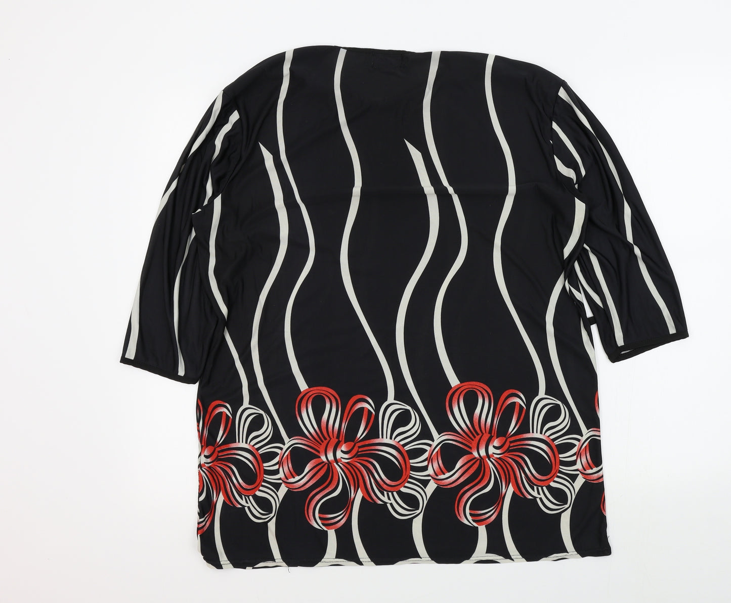 KOOPOL Womens Black Geometric  Basic T-Shirt One Size