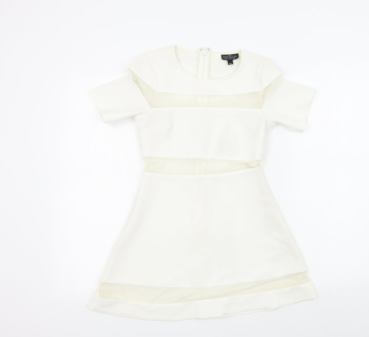 Topshop Womens White   Fit & Flare  Size 8