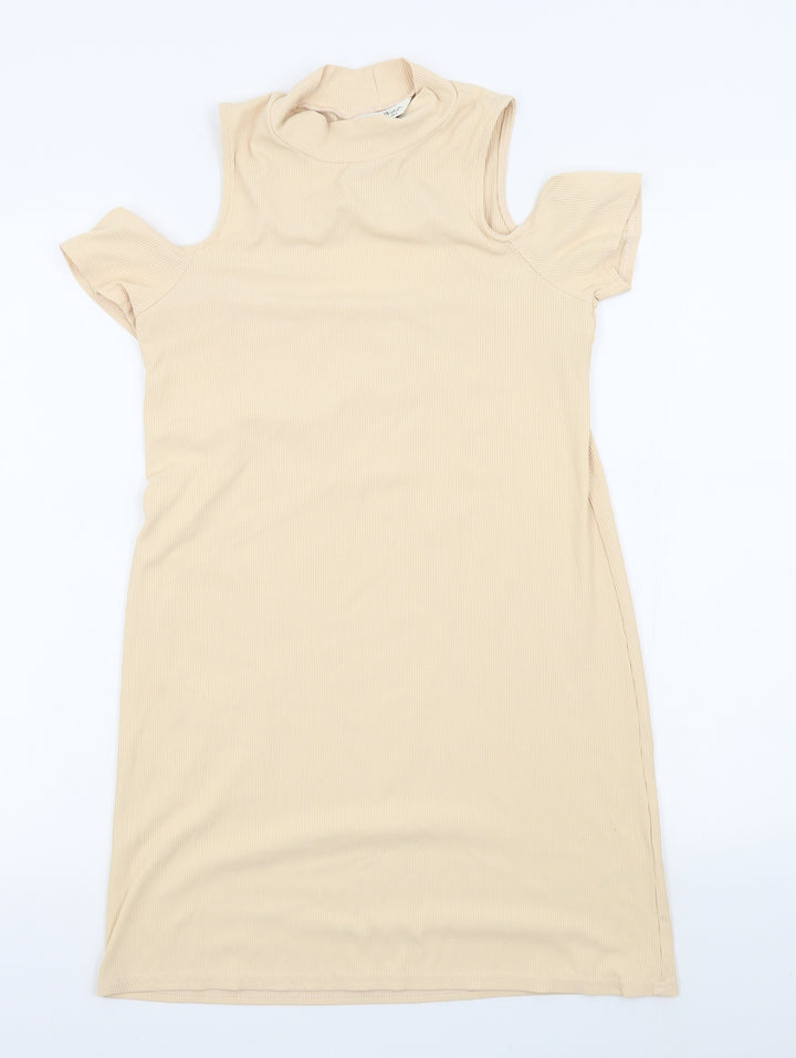 Miss Selfridge Womens Beige Colourblock A-Line Size 8