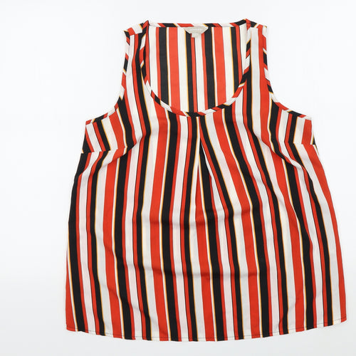 Anthology Womens Orange Striped  Basic T-Shirt Size 10