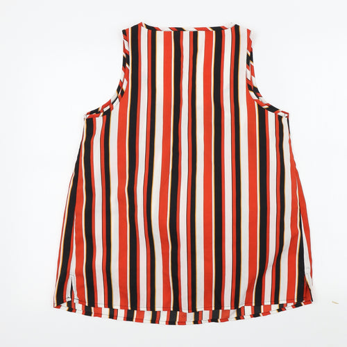 Anthology Womens Orange Striped  Basic T-Shirt Size 10