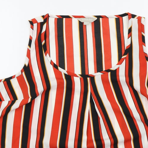 Anthology Womens Orange Striped  Basic T-Shirt Size 10
