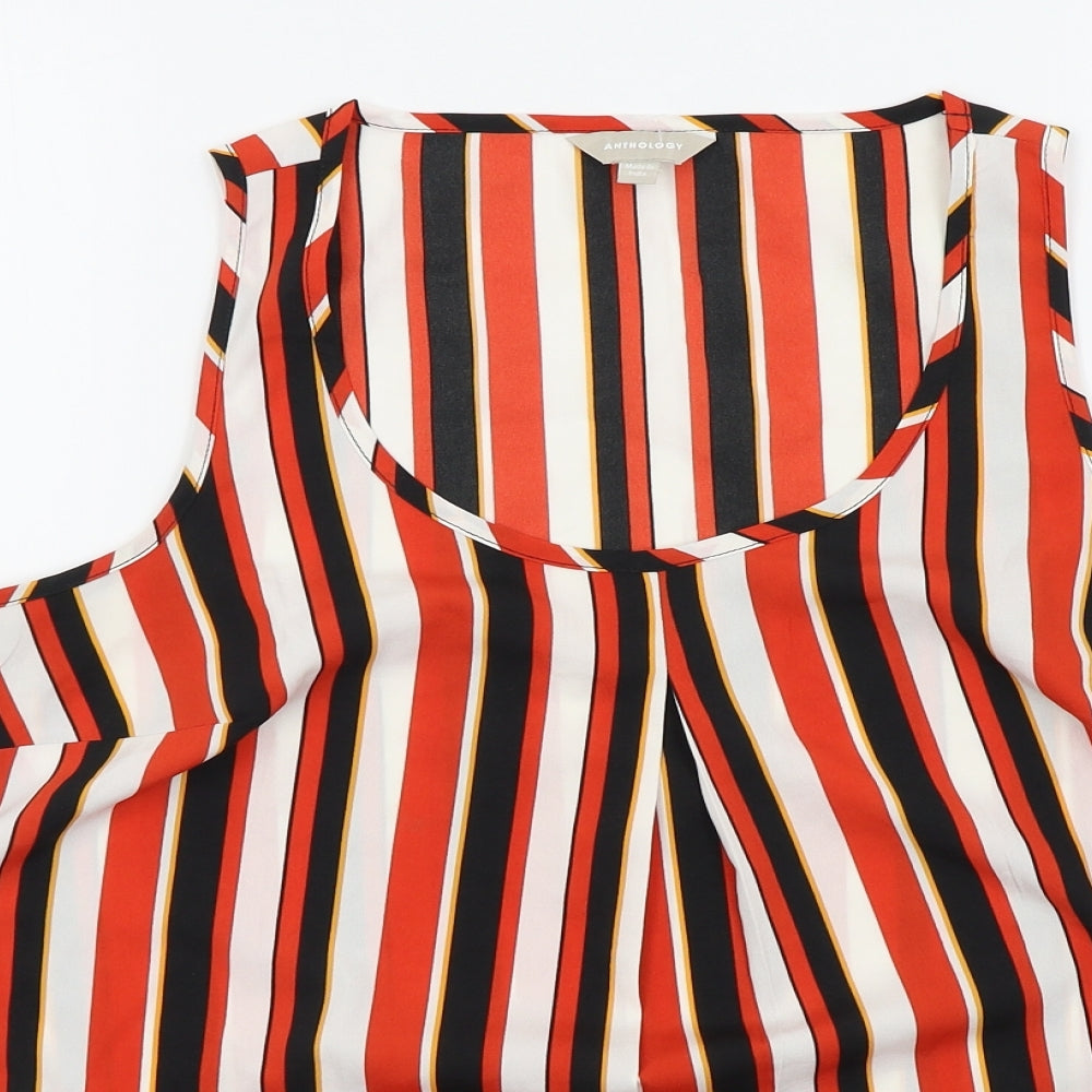 Anthology Womens Orange Striped  Basic T-Shirt Size 10