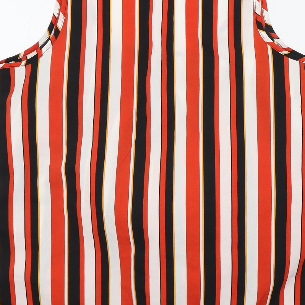 Anthology Womens Orange Striped  Basic T-Shirt Size 10