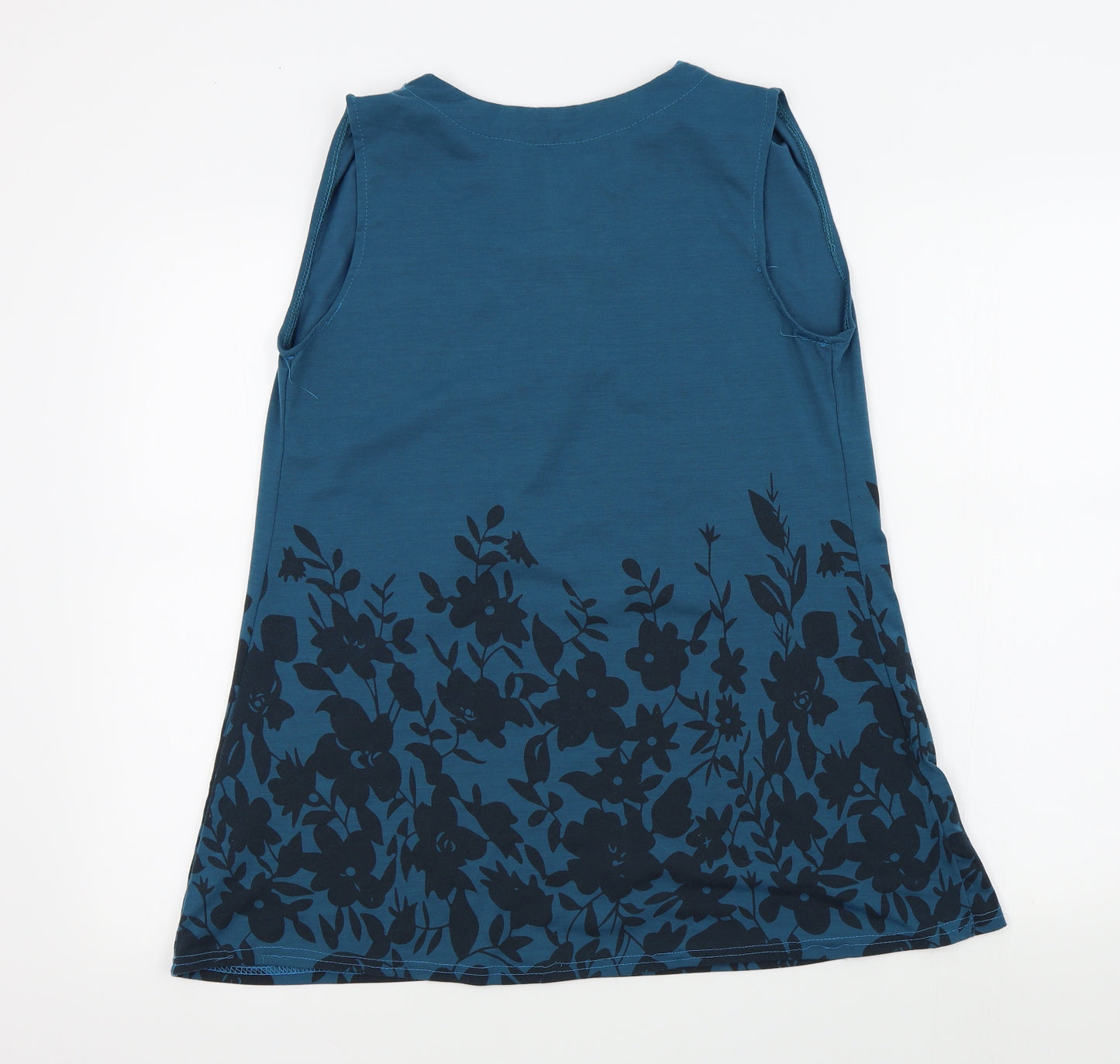 Preworn Womens Blue Floral  Basic T-Shirt Size S