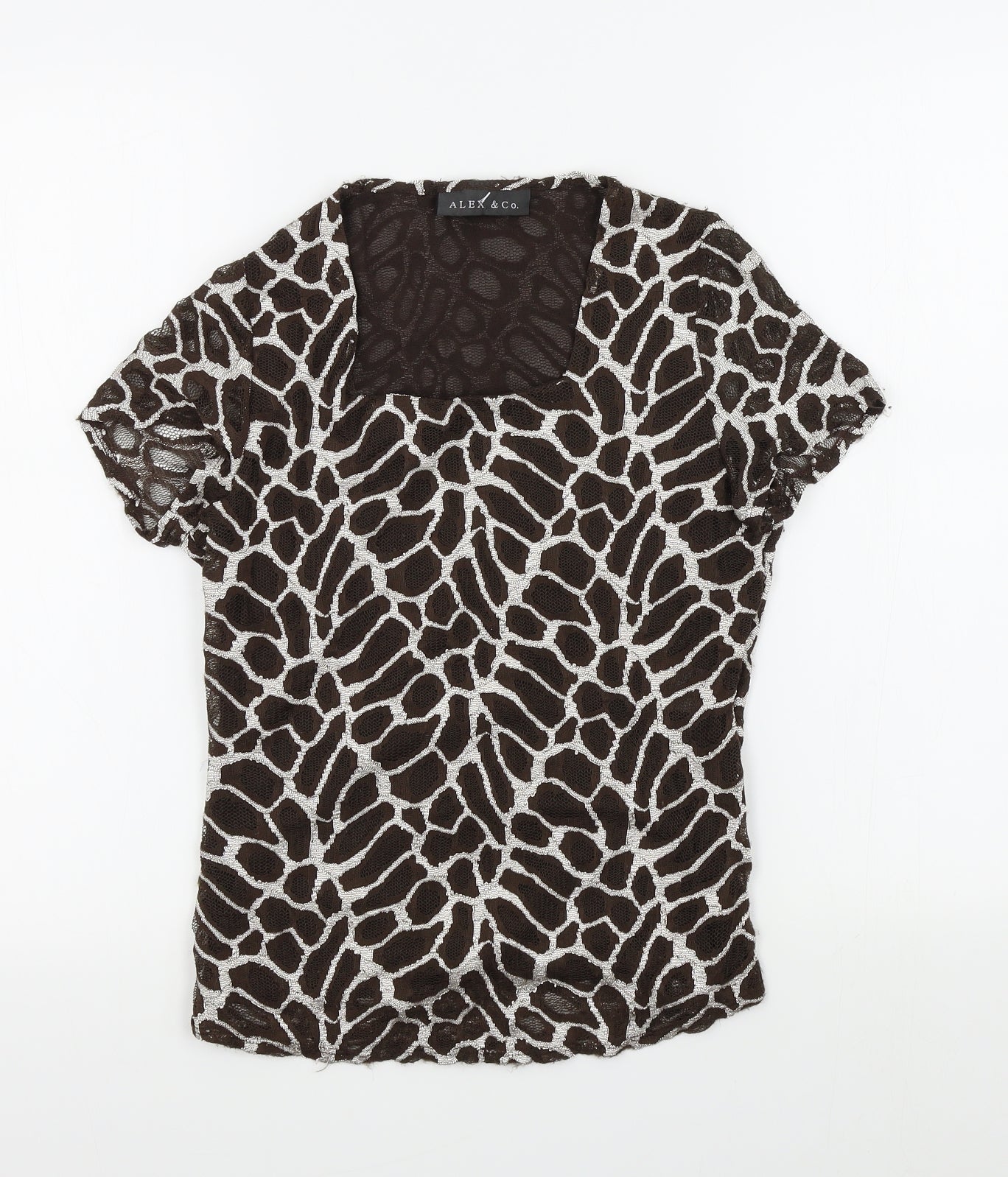 alex&co Womens Brown Colourblock  Basic T-Shirt Size 8