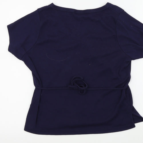 EDITIONS Womens Blue Colourblock  Basic T-Shirt Size 12