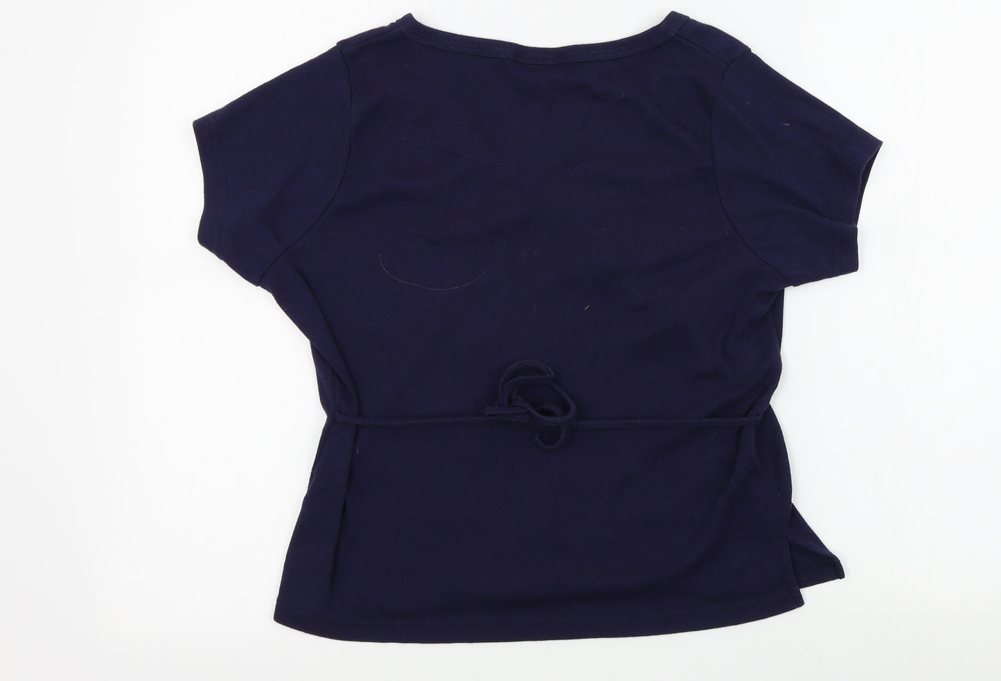 EDITIONS Womens Blue Colourblock  Basic T-Shirt Size 12