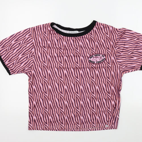 Fearless Illustration Womens Pink Geometric  Basic T-Shirt Size L