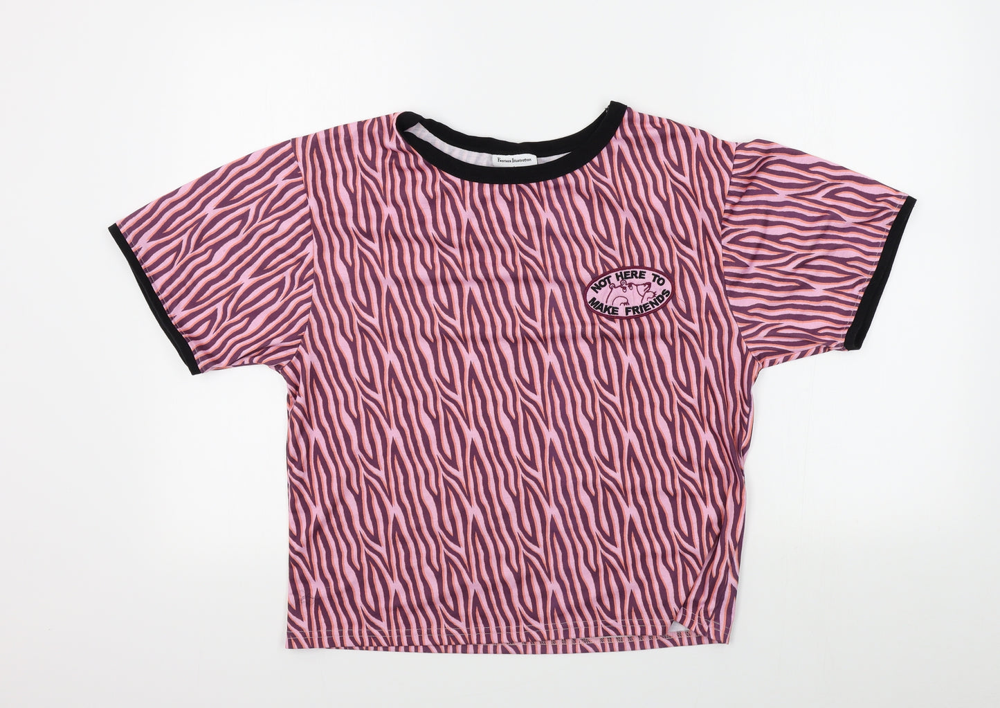 Fearless Illustration Womens Pink Geometric  Basic T-Shirt Size L