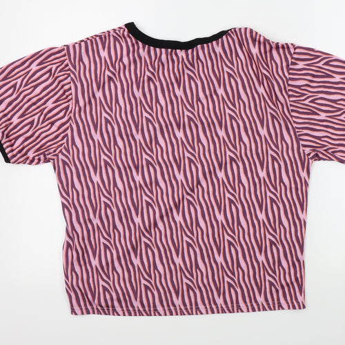 Fearless Illustration Womens Pink Geometric  Basic T-Shirt Size L