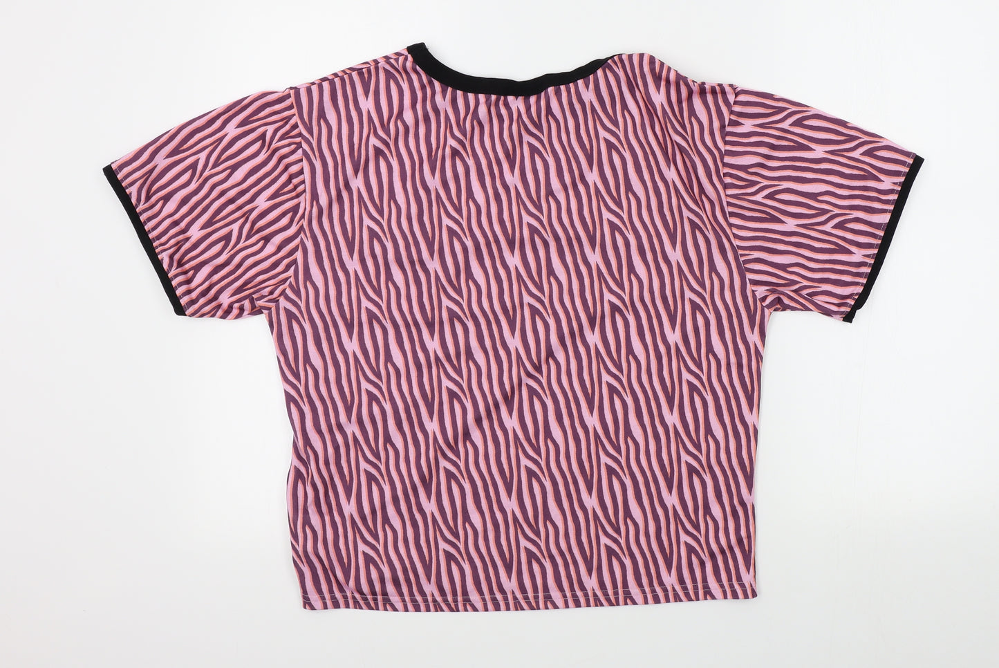 Fearless Illustration Womens Pink Geometric  Basic T-Shirt Size L