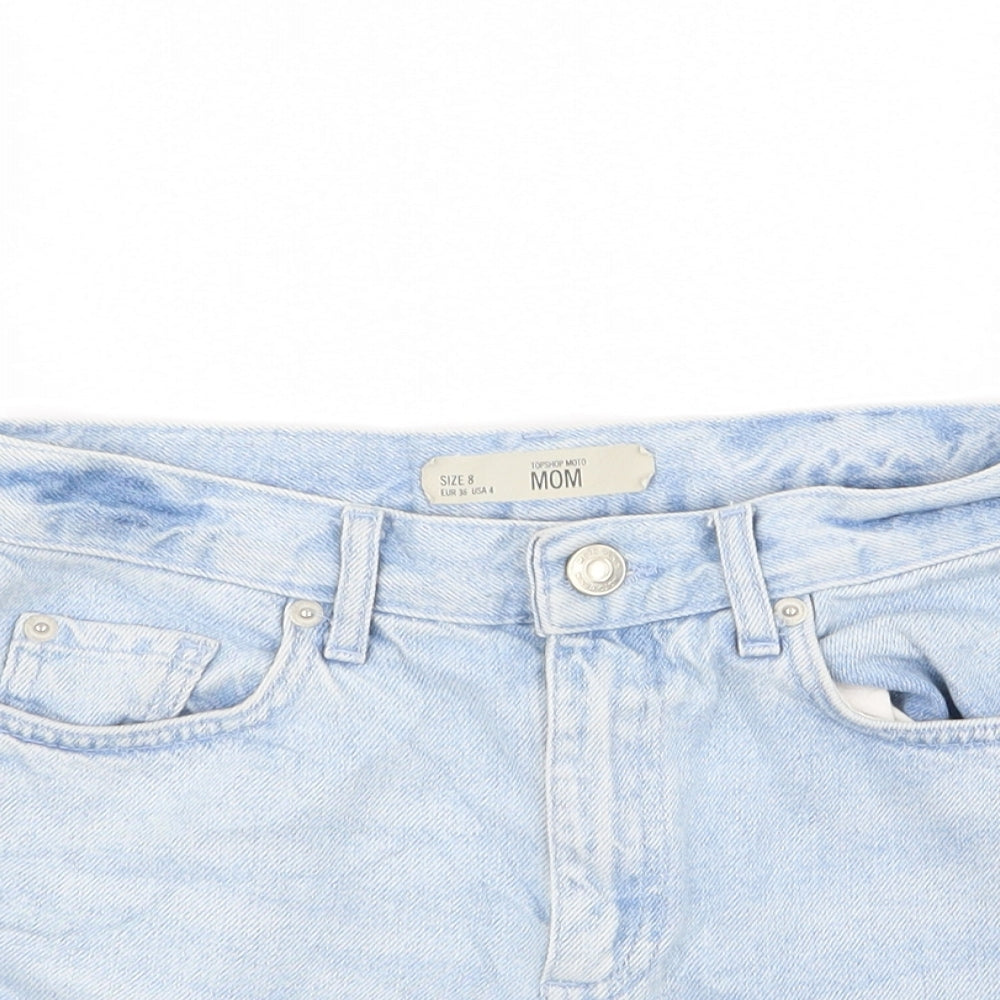 Topshop Womens Blue   Mom Shorts Size 8 - Denim Shorts