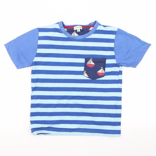 lily and sif Boys Blue Striped  Basic T-Shirt Size 6-7 Years