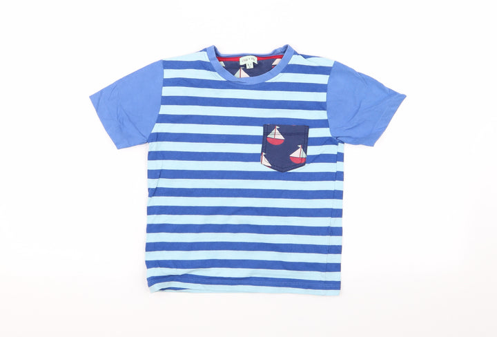 lily and sif Boys Blue Striped  Basic T-Shirt Size 6-7 Years