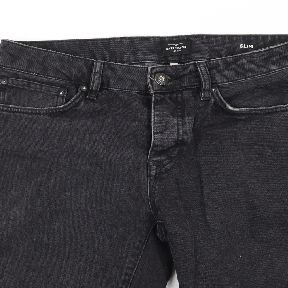 River Island Mens Black   Chino Shorts Size 30 in - denim shorts