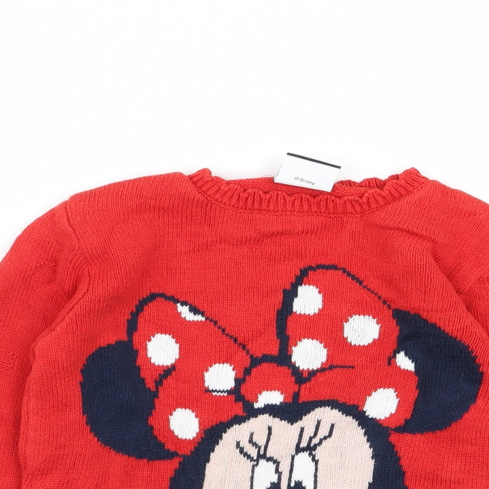 Asda George Girls Red   Pullover Jumper Size 5-6 Years  - minnie mouse